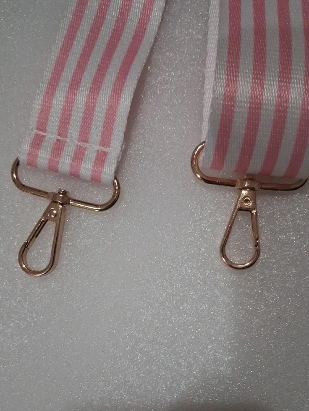 Adjustable Pink and White Striped Bag Strap - Unbranded